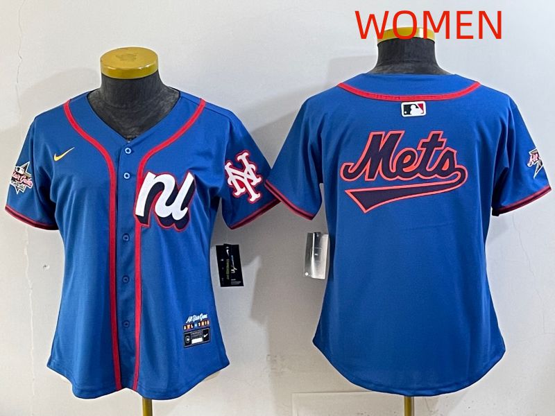 Women 2025 New York Mets Blank Blue All star Nike MLB Jersey style 06